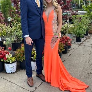 Long orange prom dress!